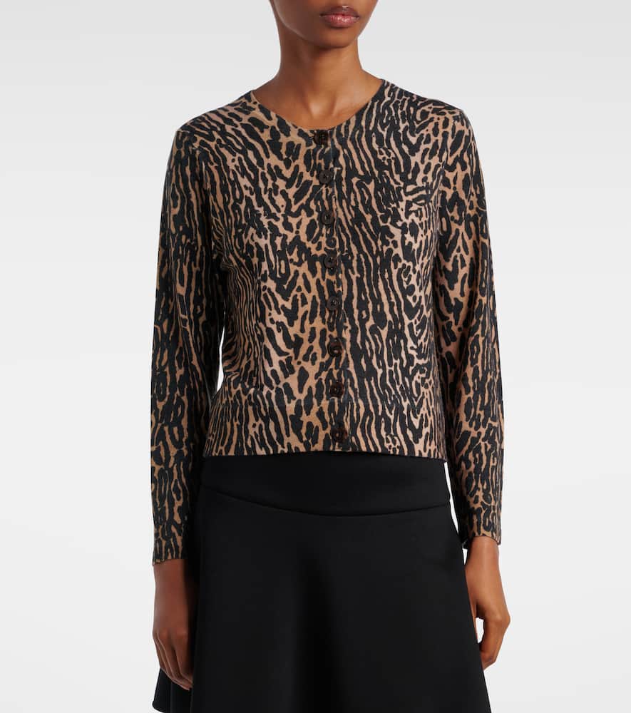 Peony leopard-print wool cardigan