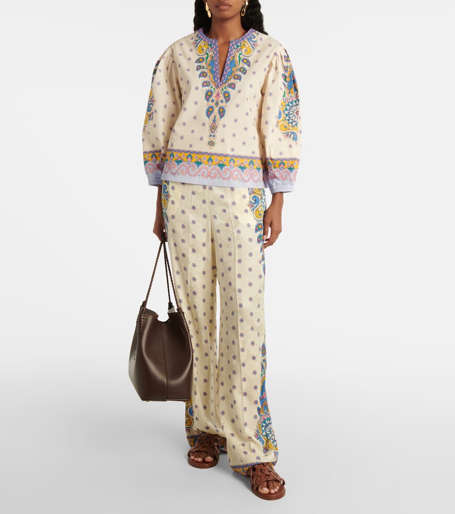 Printed high-rise straight pants
