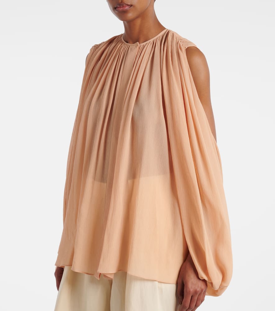 Draped silk chiffon blouse