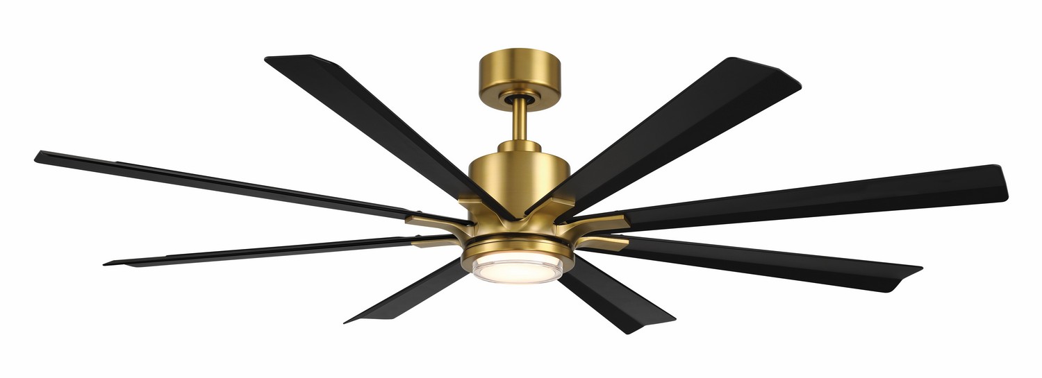 Soft Brass Matte Black 65" Ceiling Fan from the Matters Collection