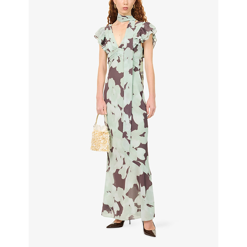 Womens Andi Ruffle Crepe Maxi Dress