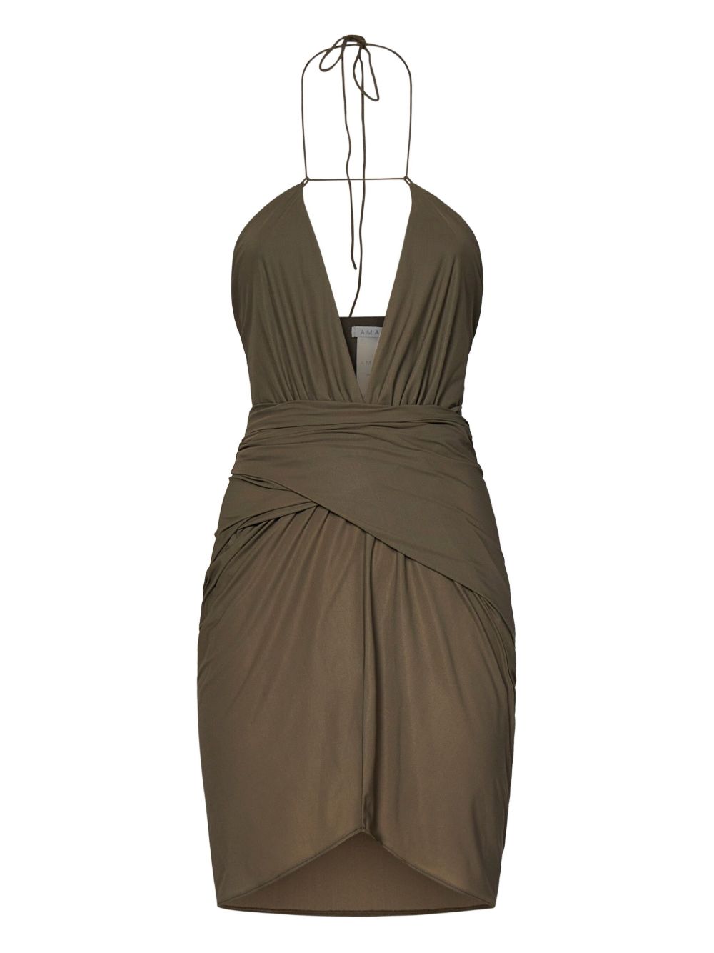 Halterneck ruched mini dress - Green