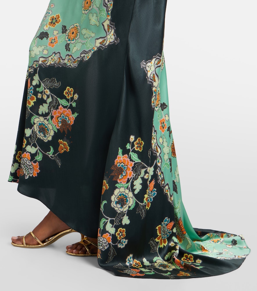 Floral silk satin gown