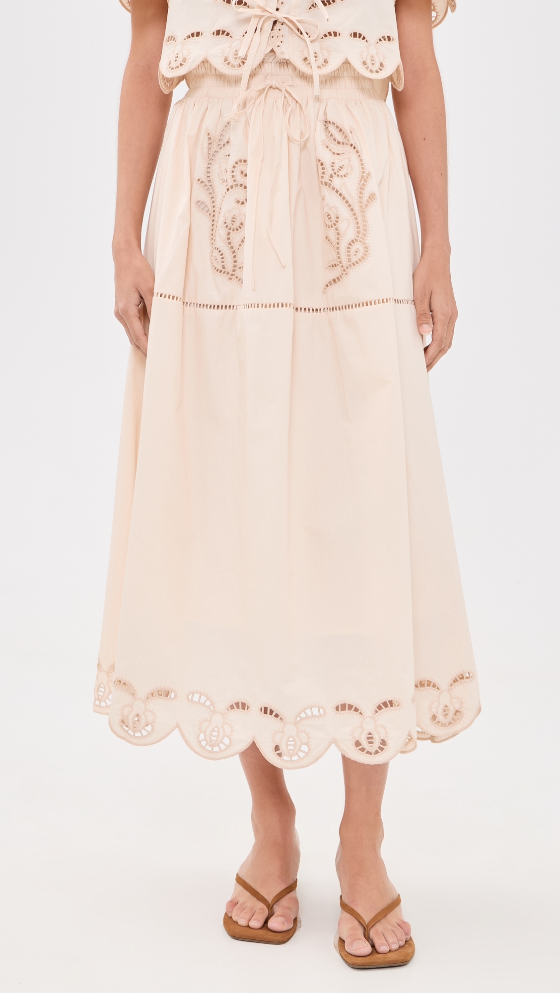 Eyelet Detail Skirt Cream