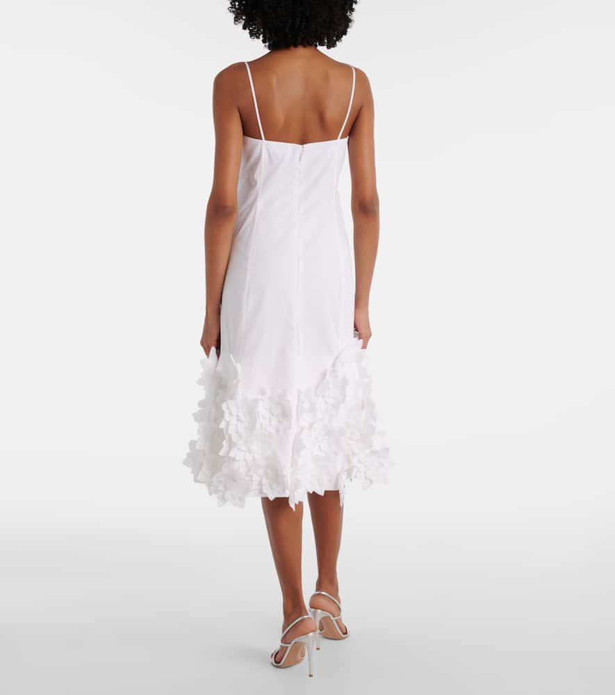 Bella floral-appliqué cotton midi dress