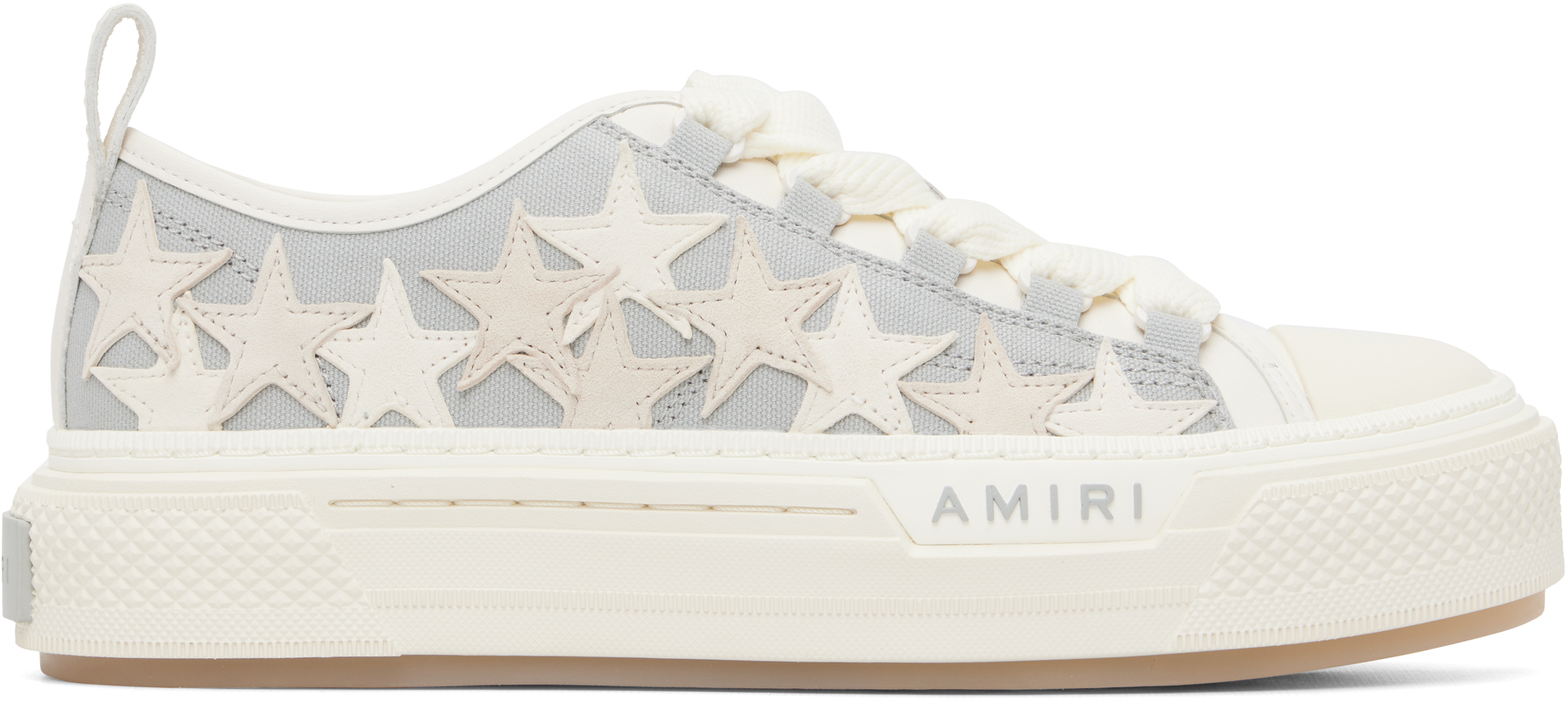 White & Grey Stars Court Low Sneakers