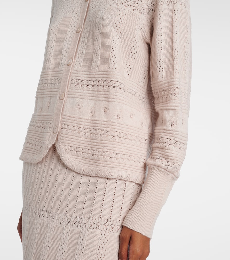 Trio pointelle wool and cashmere cardigan