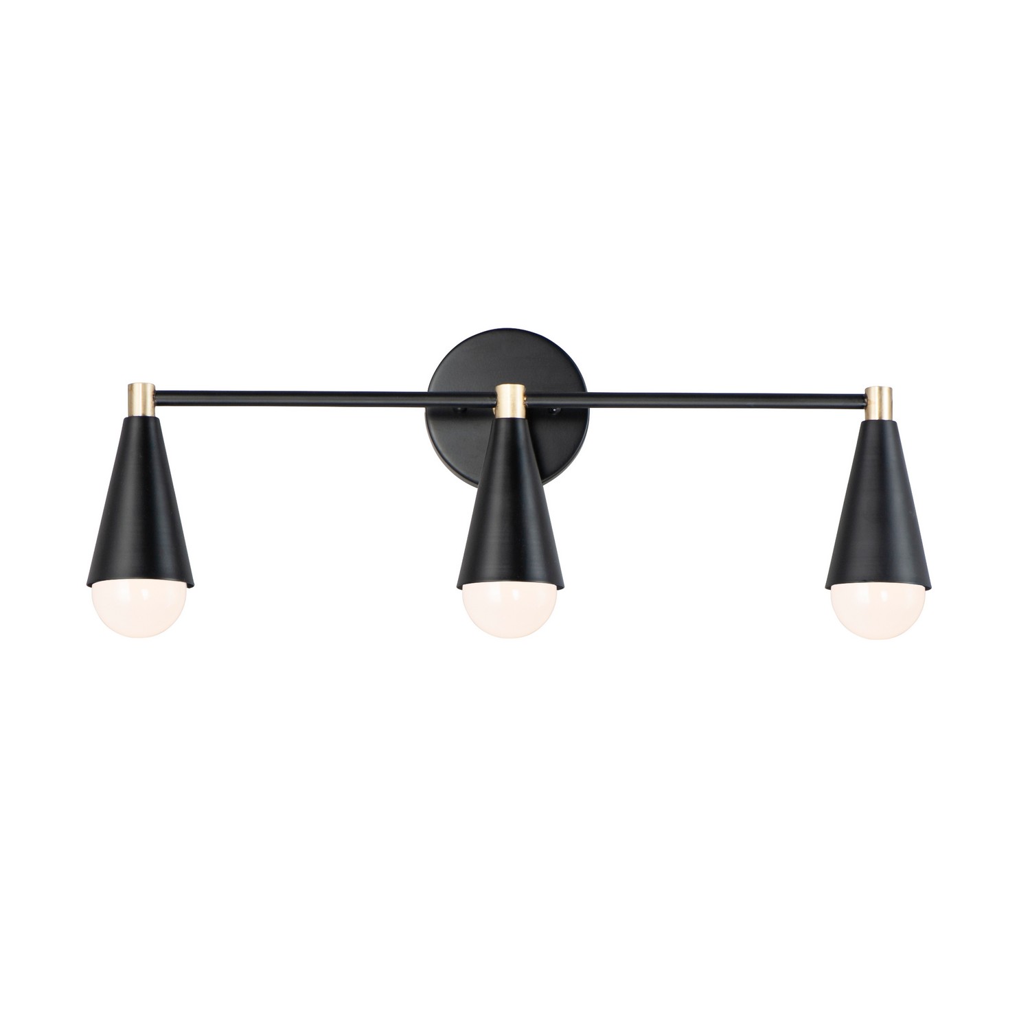 Black Satin Brass Three Light Bath Vanity from the Lovell Collection