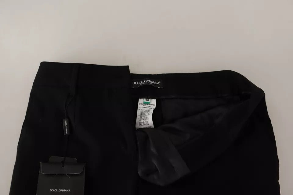 Striped Virgin Wool Trousers — Black