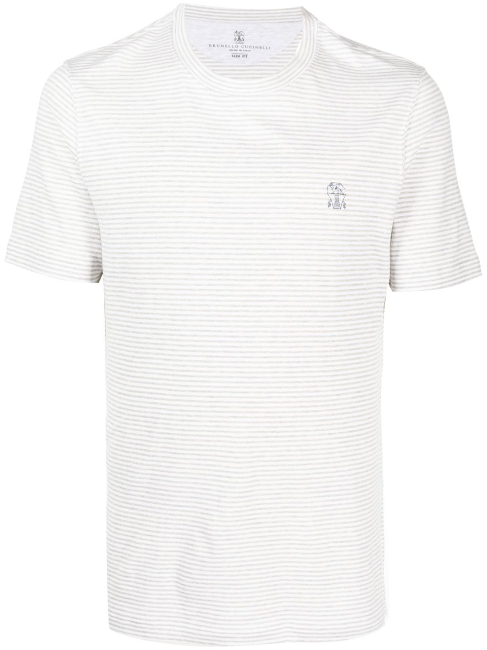 Cotton-linen striped T-shirt - White