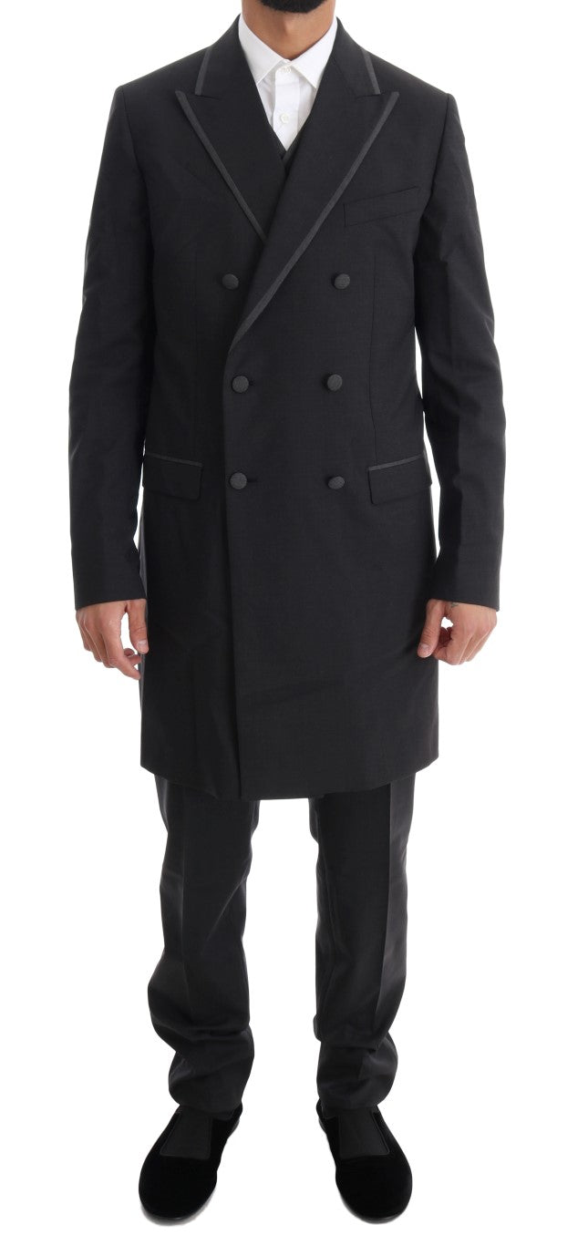 Wool Stretch Double-Breasted Suit — Gray