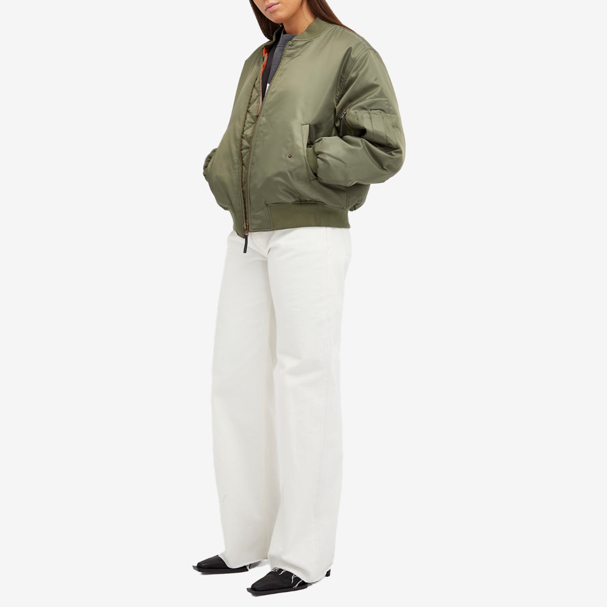 Women's Leon Bomber Jacket in Army Green, Size X-Small
