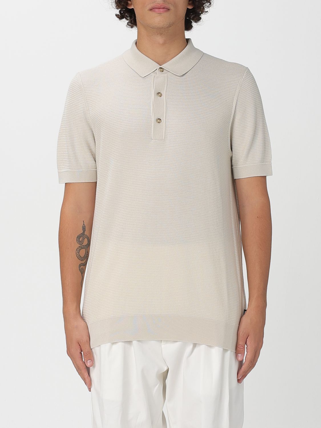 Polo Shirt Men color Yellow Cream