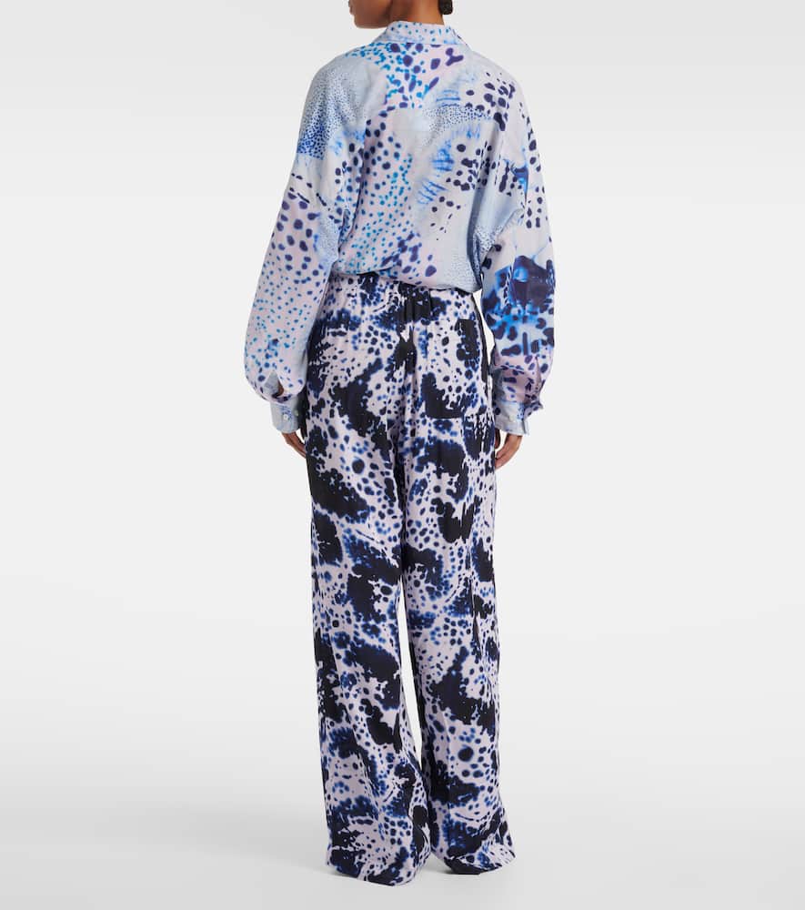 Printed high-rise wide-leg pants