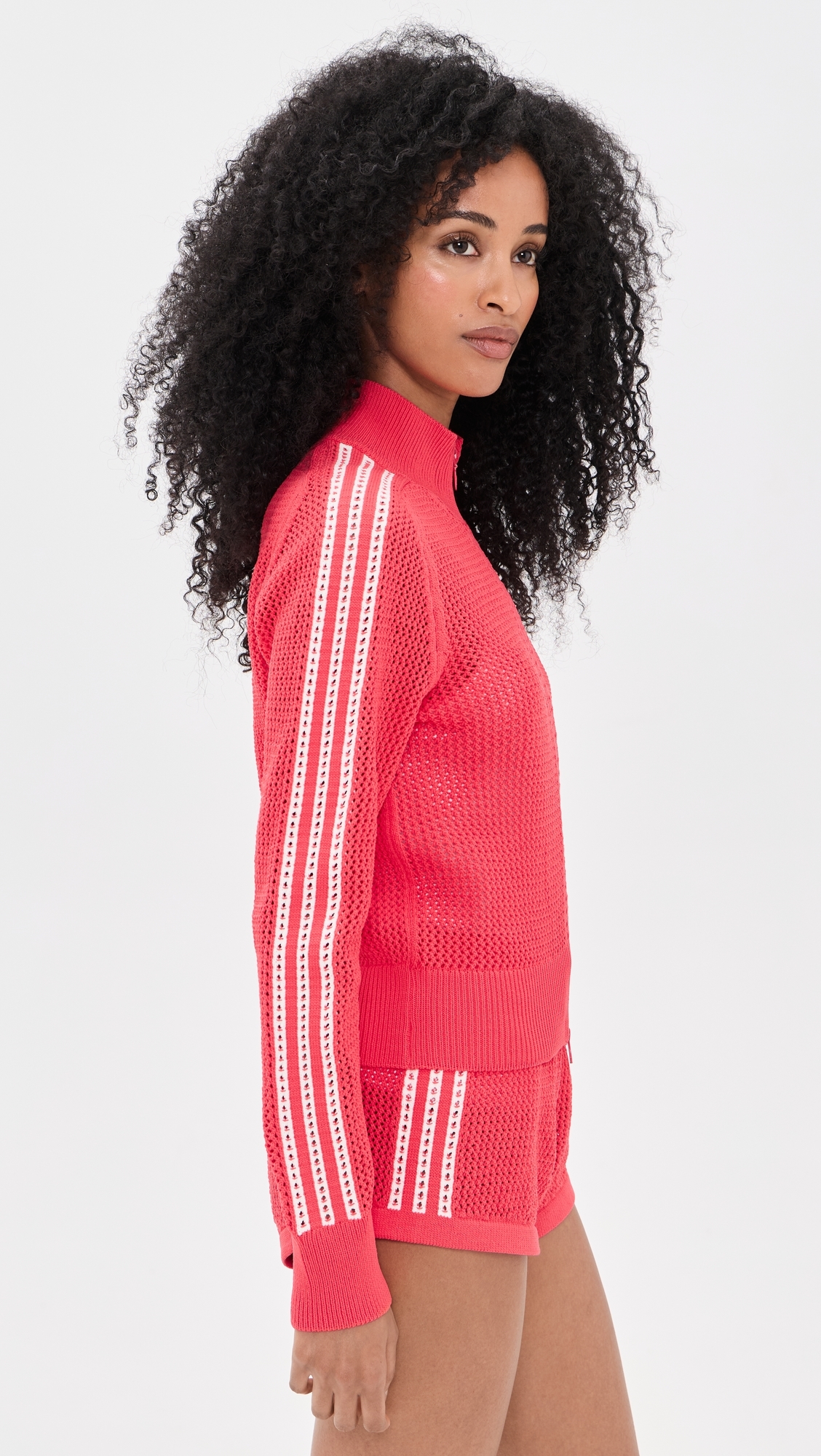 Knitted Crochet Track Jacket Semi Lucid Red/Blue