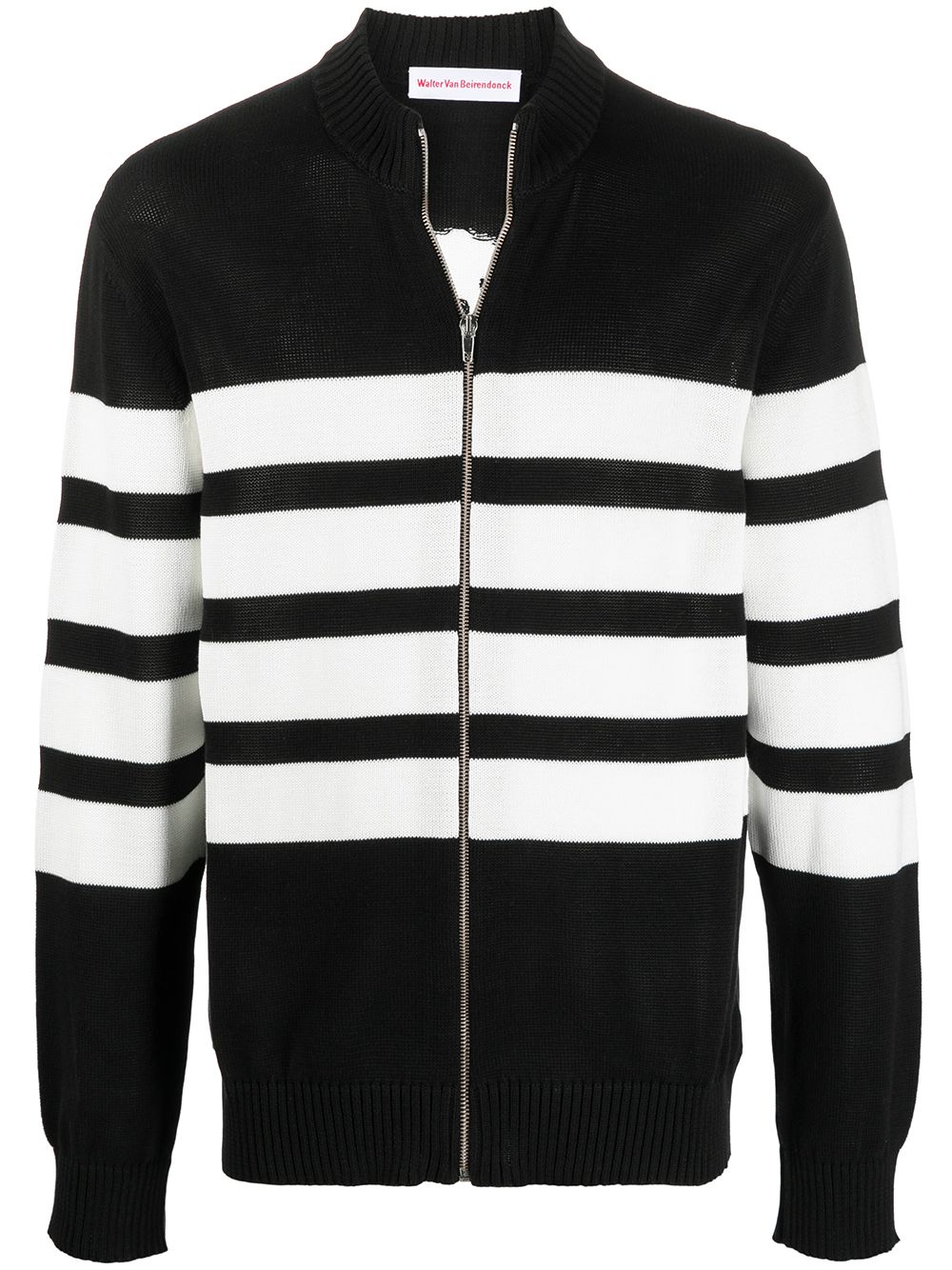 Stripe-print knit cardigan - Black