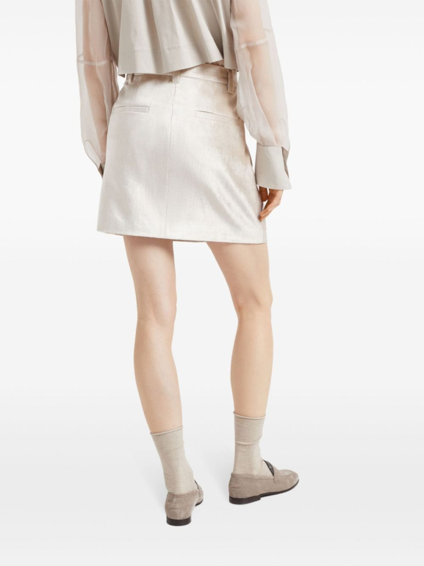 Pearlescent-finish tailored miniskirt - Neutrals