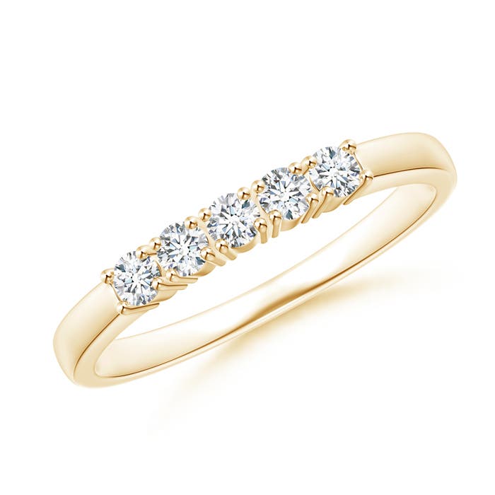Angara 0.26 CTW Lab-Grown Five Stone 4-Prong Set Diamond Wedding Ring in 18K Yellow Gold