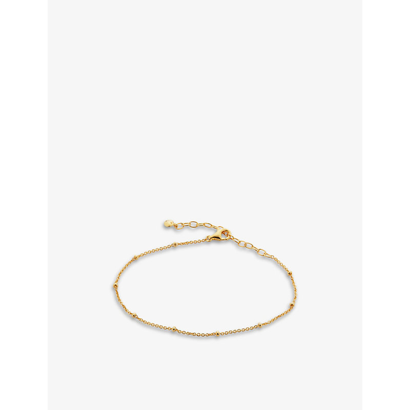 Womens Gold Beaded 18ct Gold-plated Vermeil Sterling Silver Bracelet 1SIZE