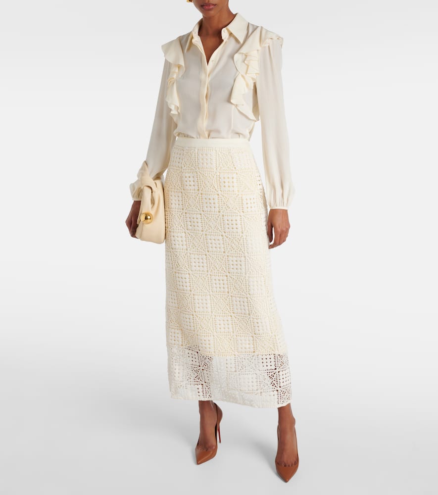 Rayure crochet cotton maxi skirt