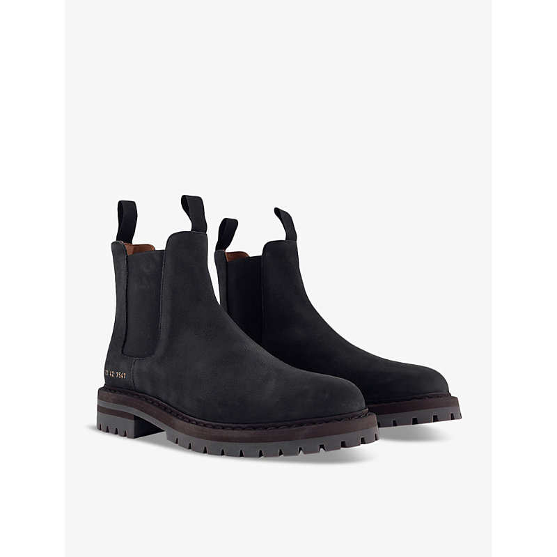 Mens Black Suede Winter Elasticated-panel Suede Chelsea Ankle Boots