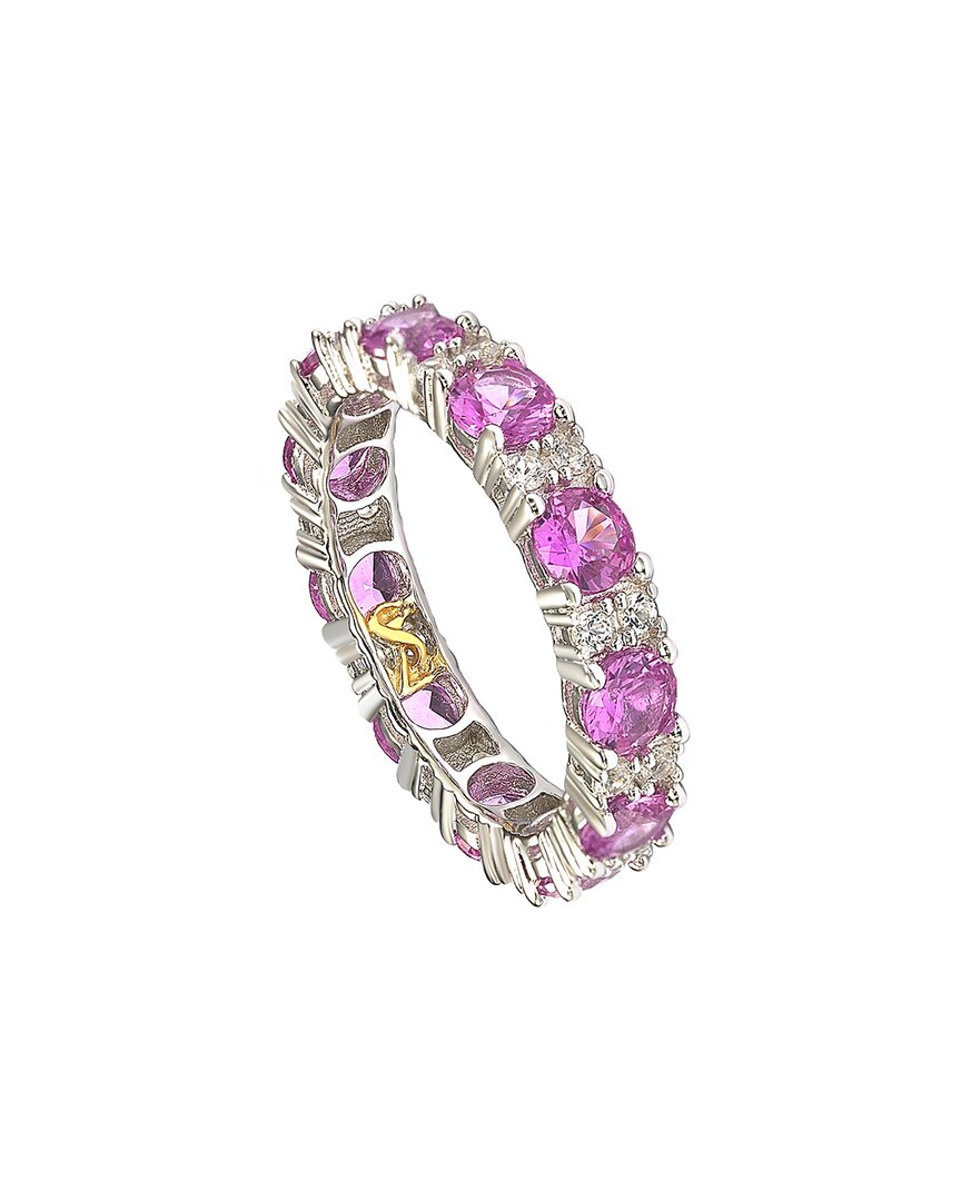 Silver 0.02 Ct. Tw. Diamond & Sapphire Eternity Ring