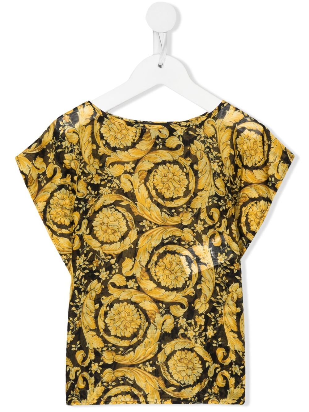 Barocco-print silk-cotton T-shirt - Yellow