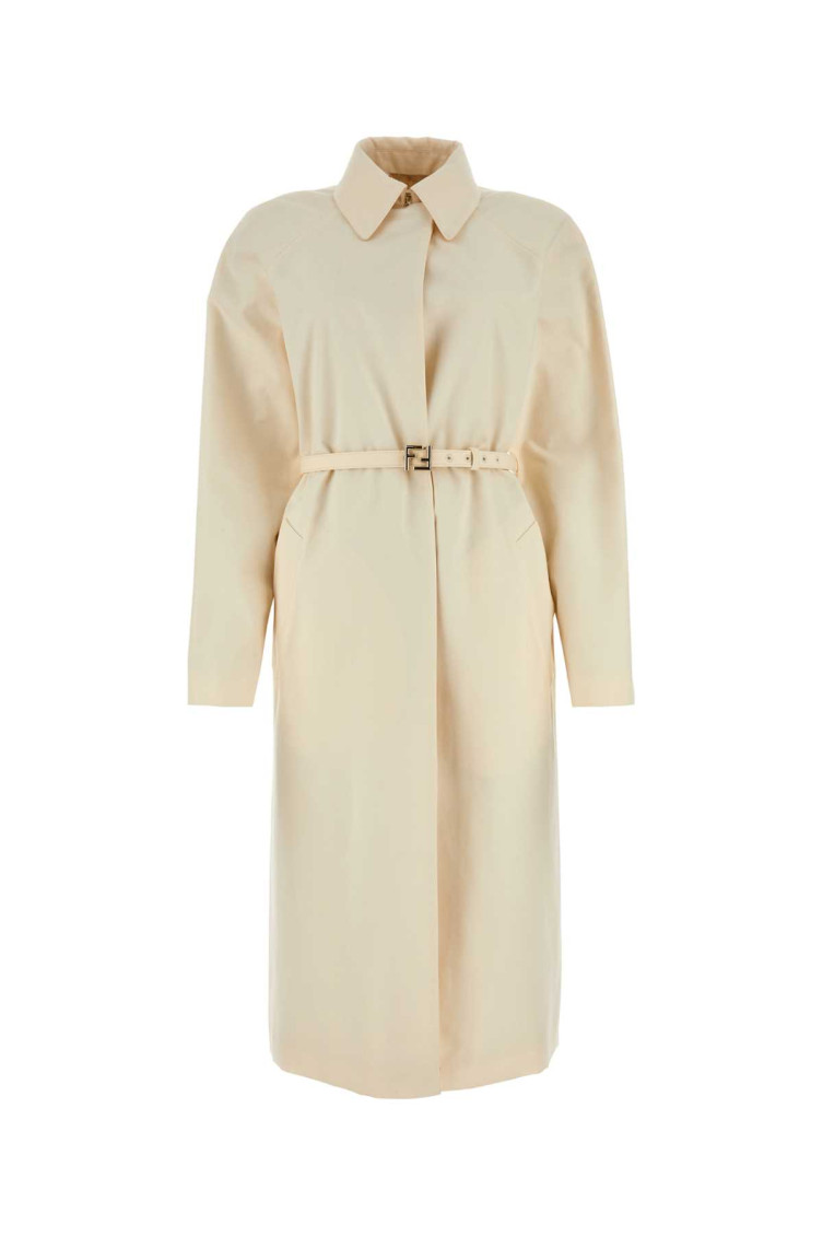 Ivory Polyester Blend Overcoat