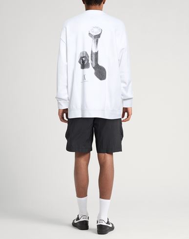 Man Sweatshirt White Size L Cotton, Elastane