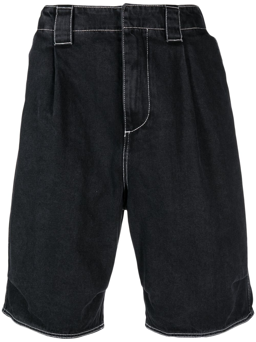 Knee-length denim bermuda shorts - Black