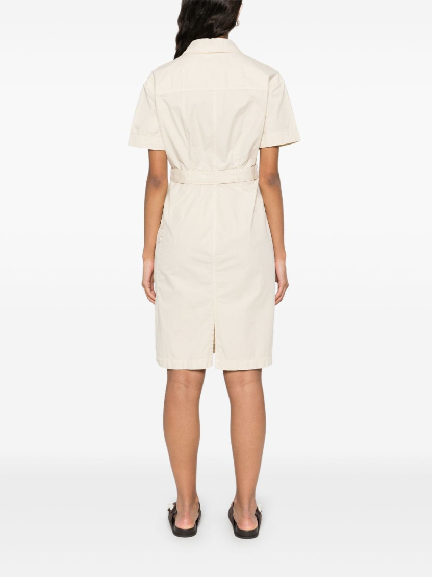 Button Detailed Belted Dress