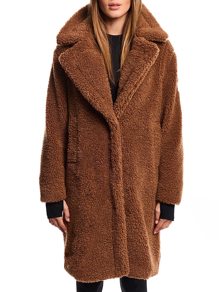 Women's Sherpa Leather-Trimmed Coat - Teddi