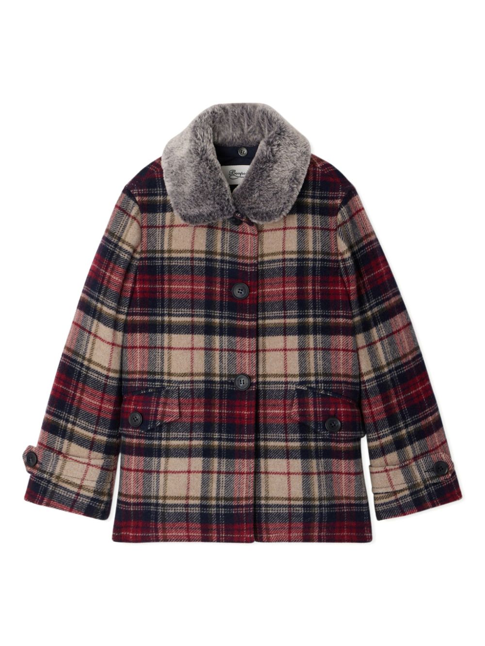 Gigliola faux-fur collar jacket - Blue