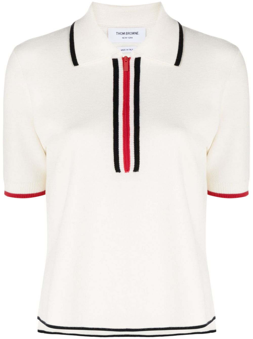 RWB-striped virgin wool polo shirt - White