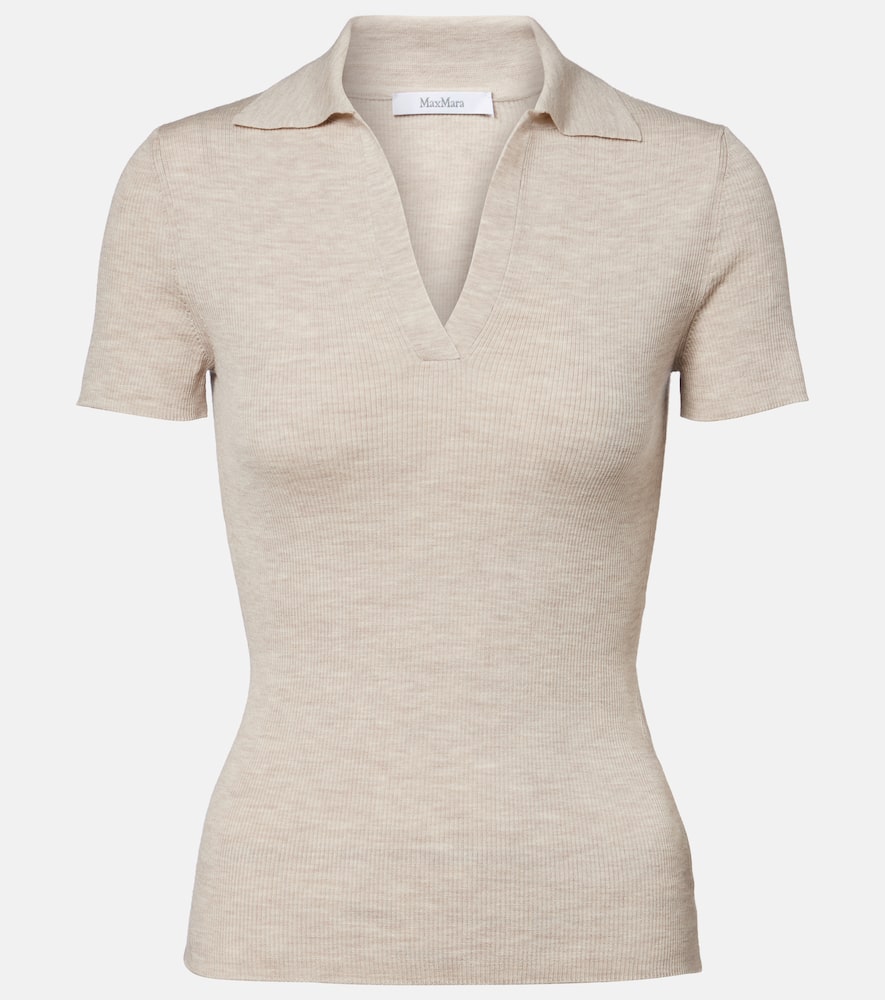 Albero ribbed-knit wool polo shirt