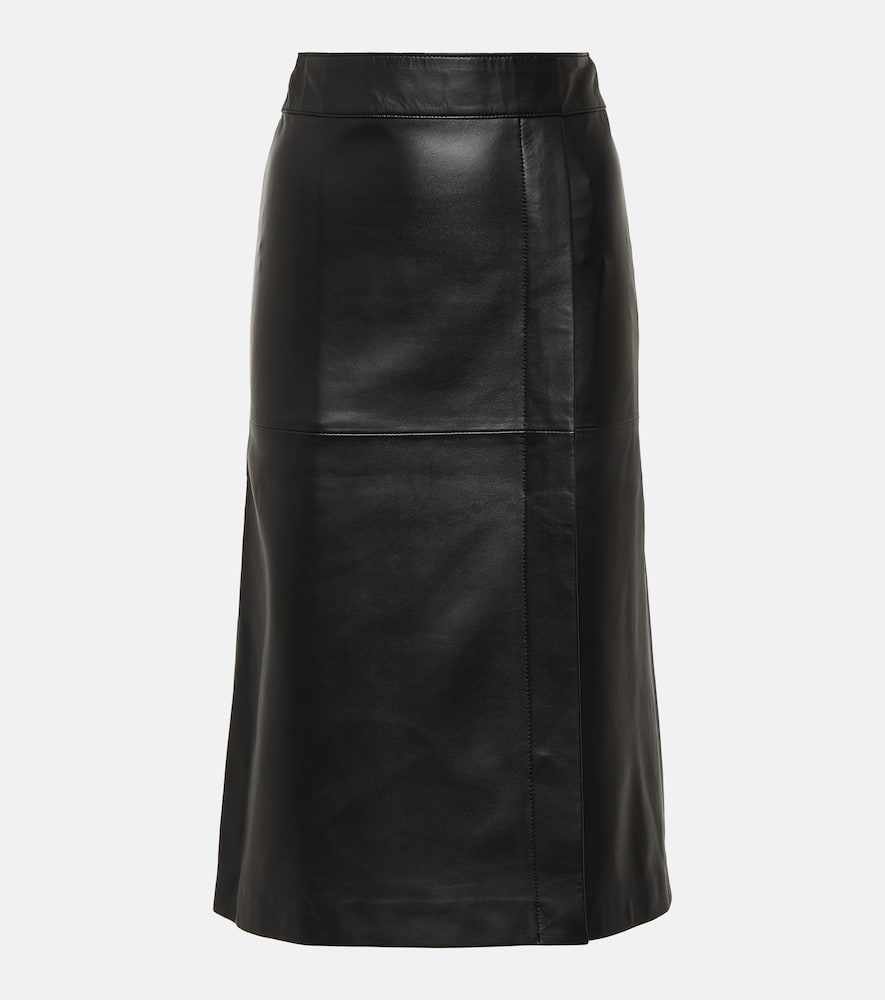 Sèvres leather midi skirt