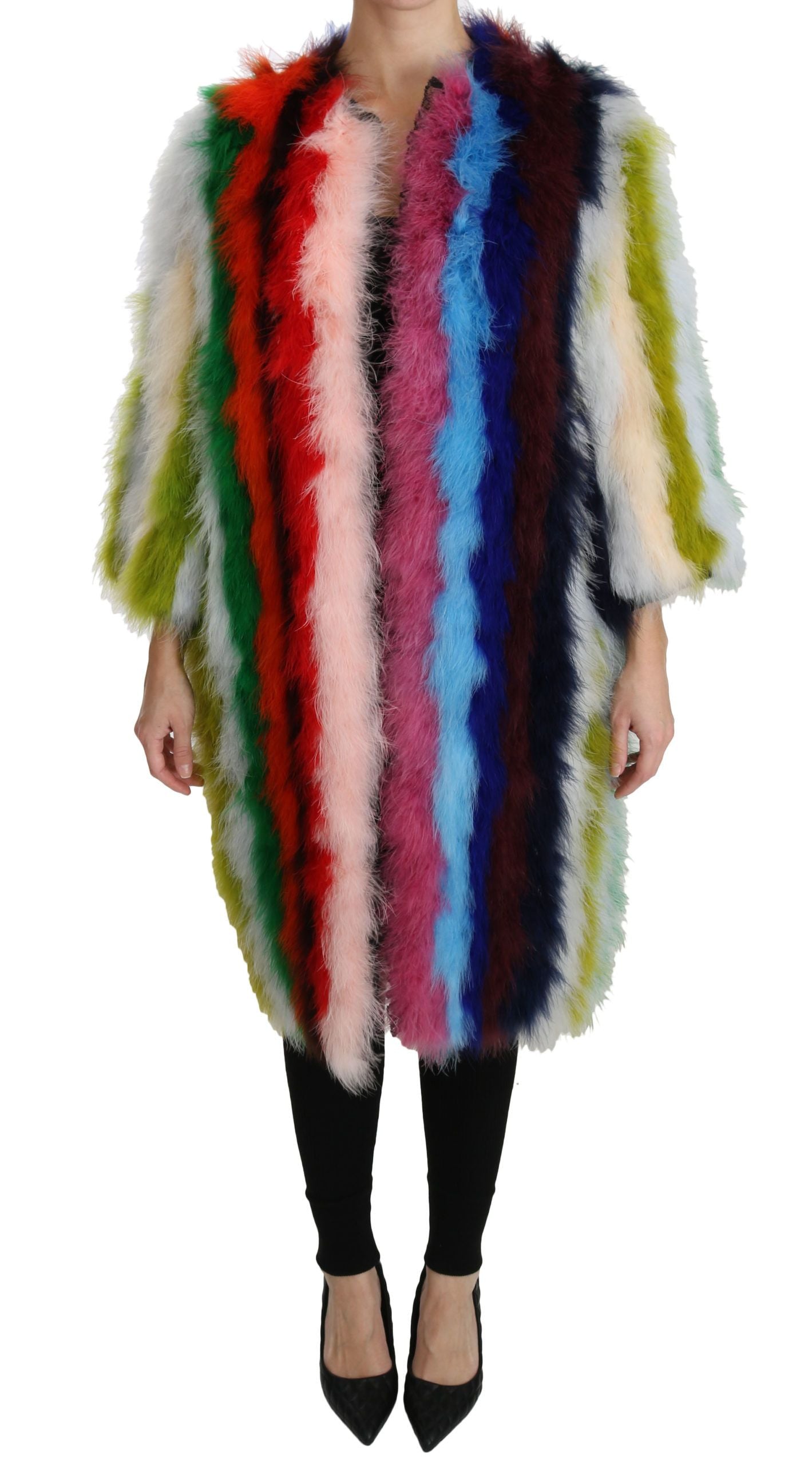 Multicolor Turkey Feather Coat — Multicolor