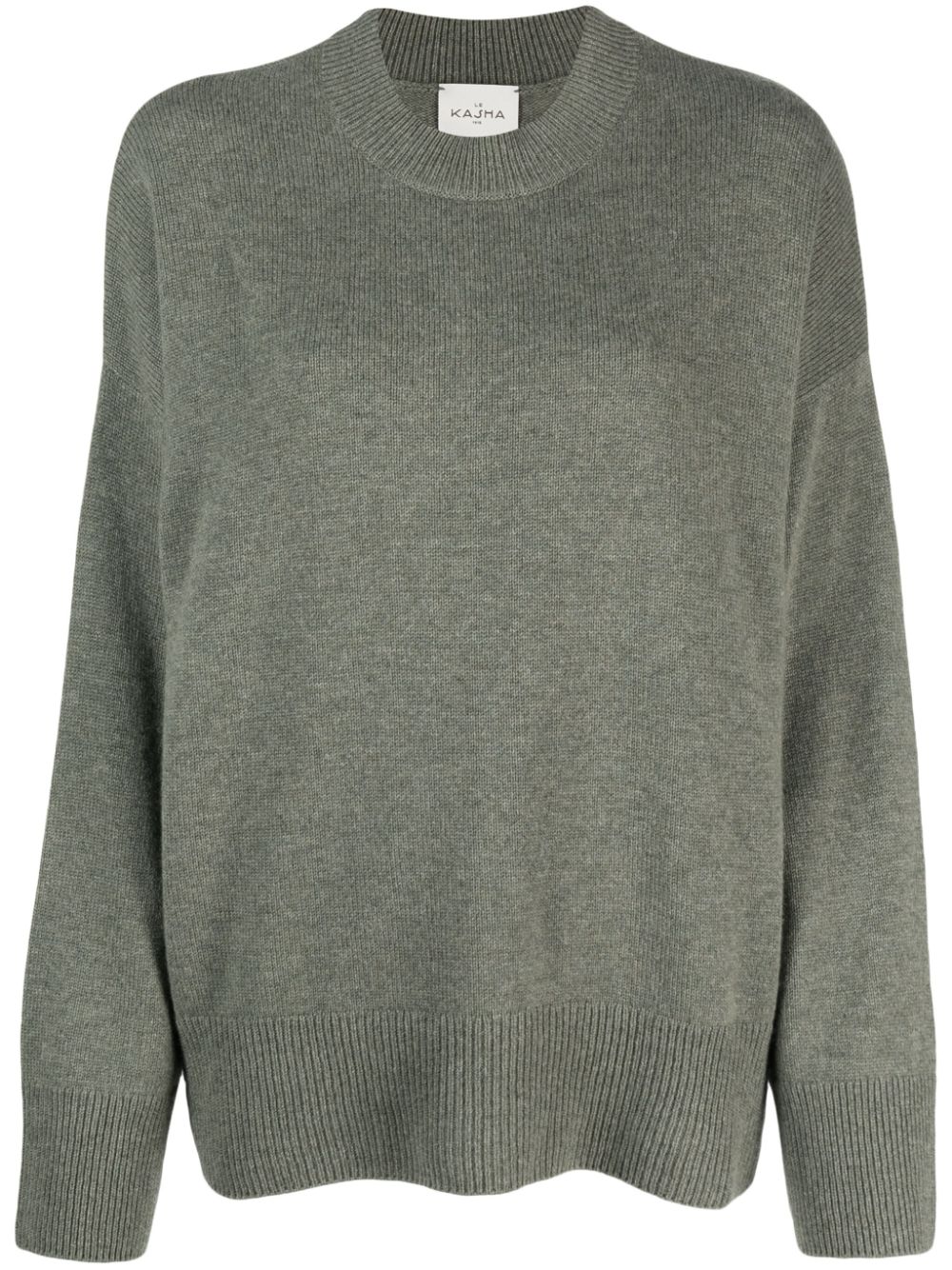 Mélange-effect crew-neck cashmere jumper - Green