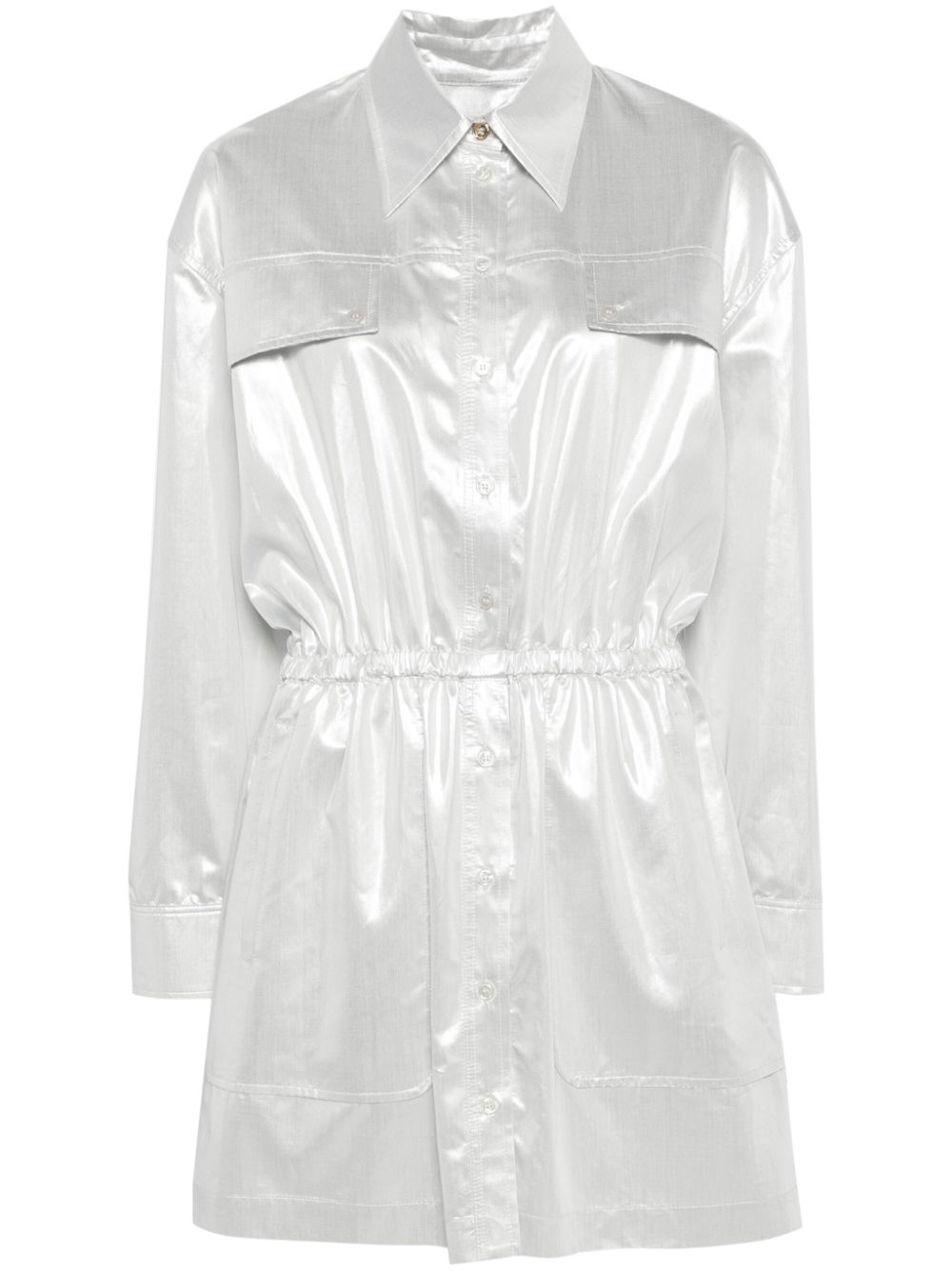 Metallic-finish shirt dress - Grey