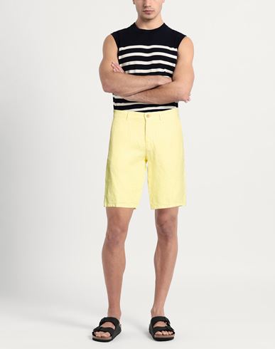Man Shorts & Bermuda Shorts Yellow Size 30 Linen
