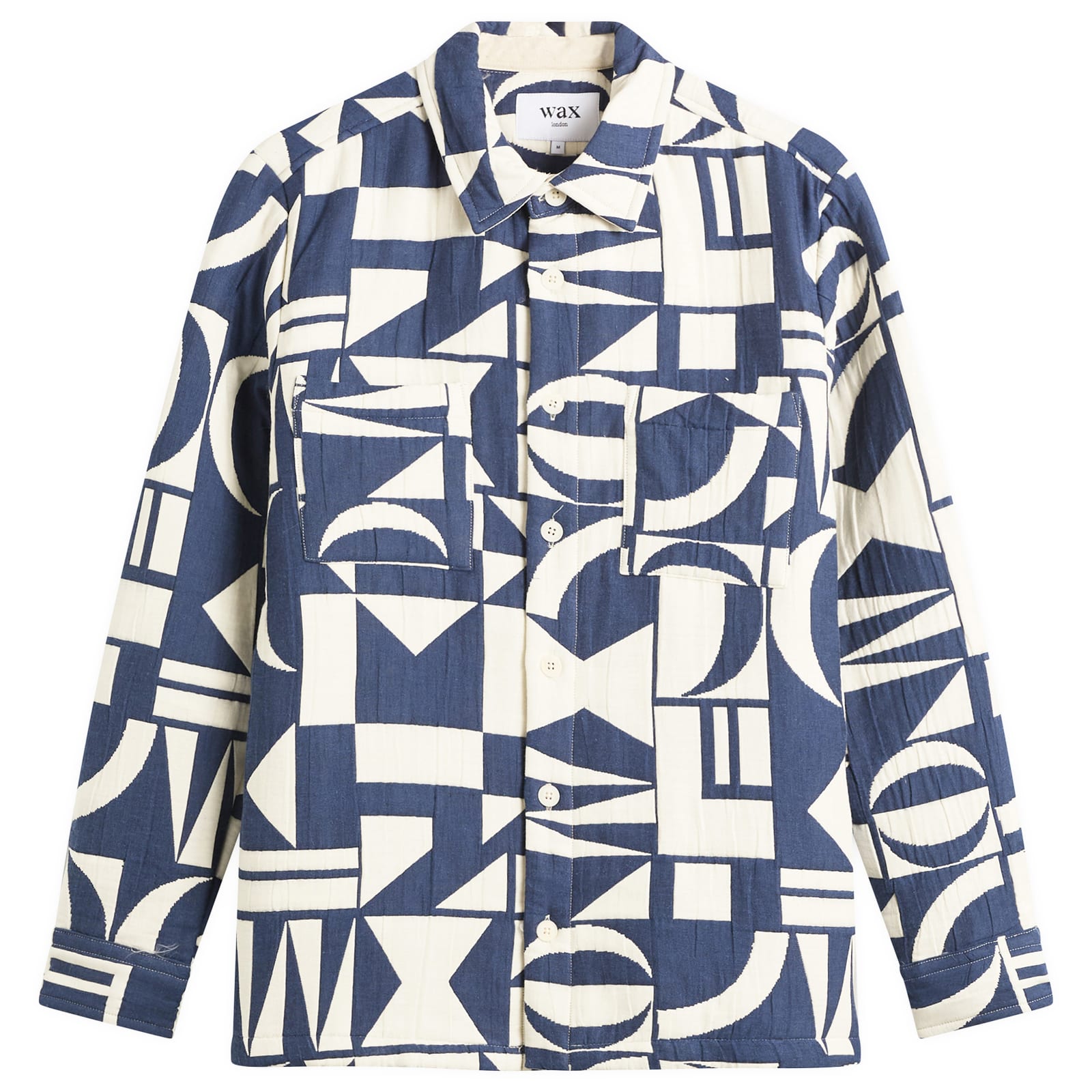 Men's Otto Geo Block Quilt Overshirt in Blue/Ecru