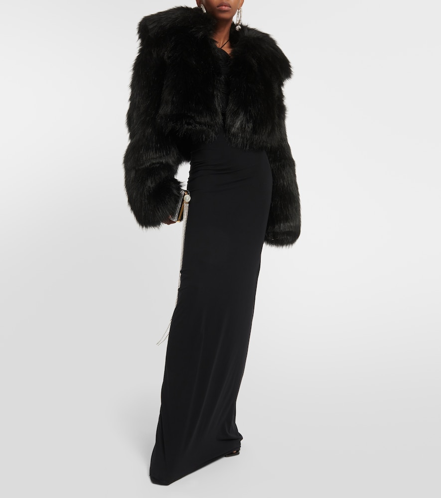 Cropped faux fur jacket