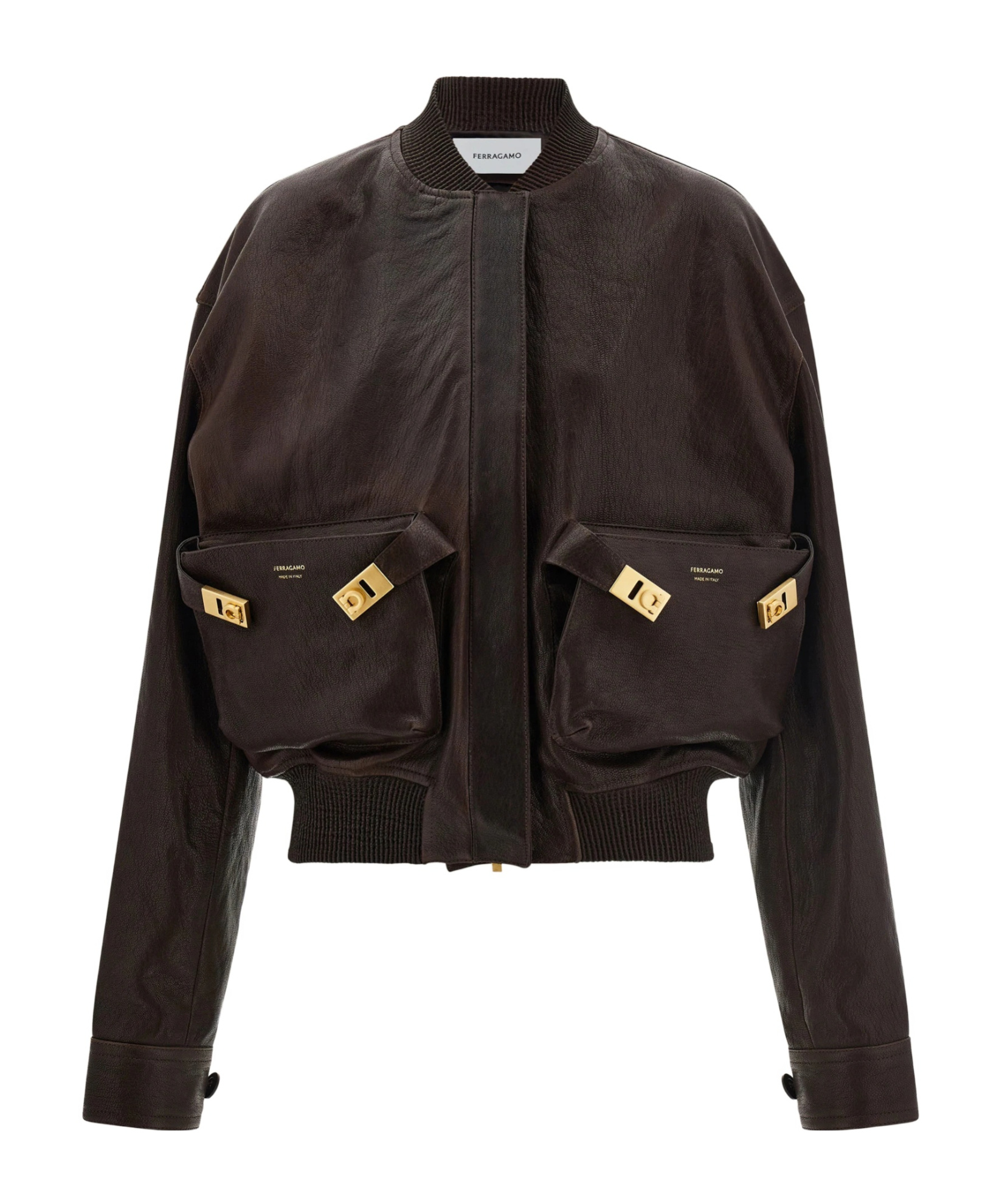 Leather bomber jacket