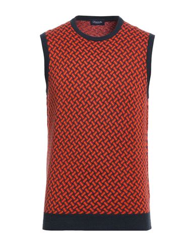 Man Sweater Orange Size 42 Cotton, Linen
