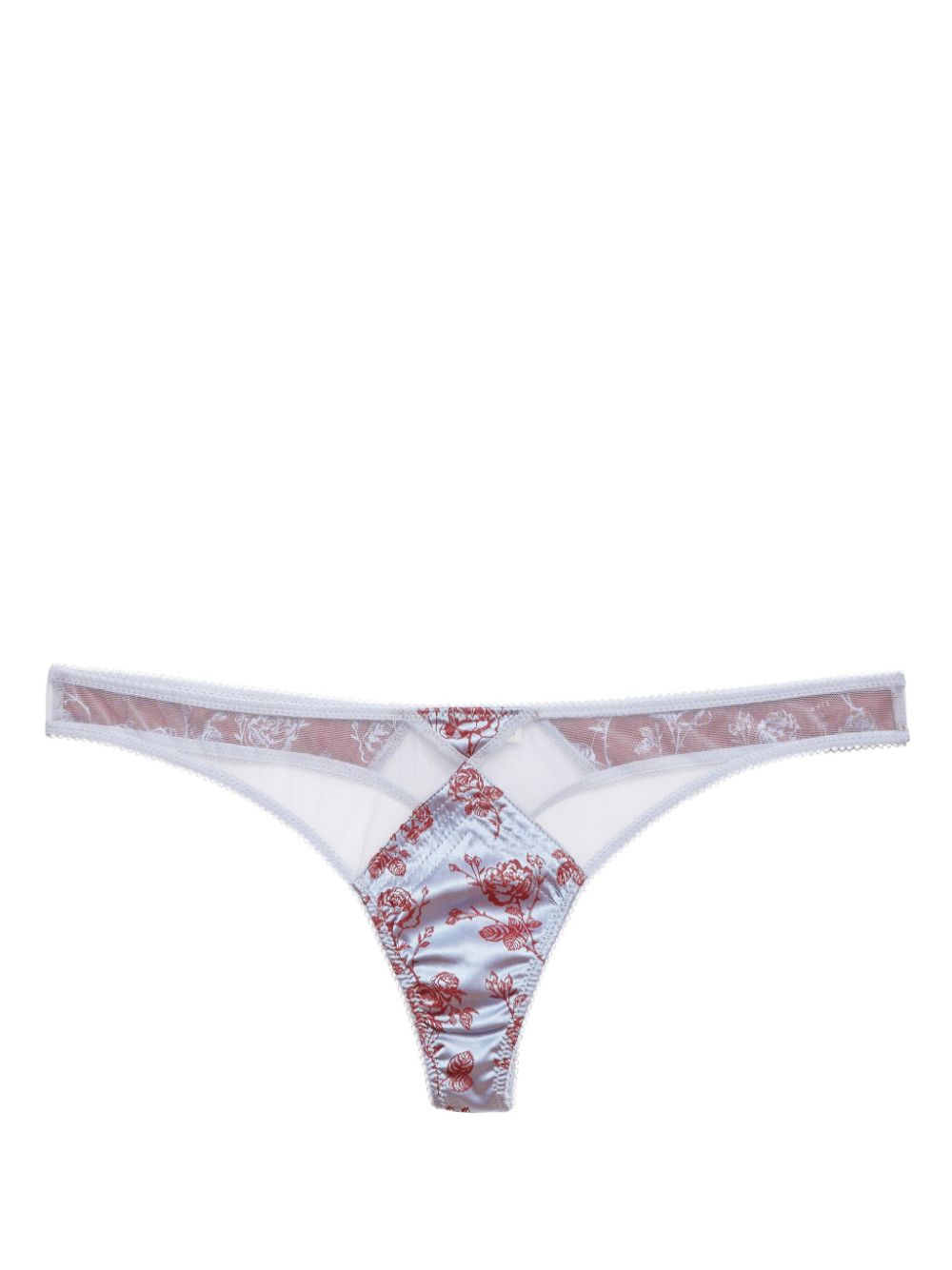 Jacquard topstitch thong - Blue