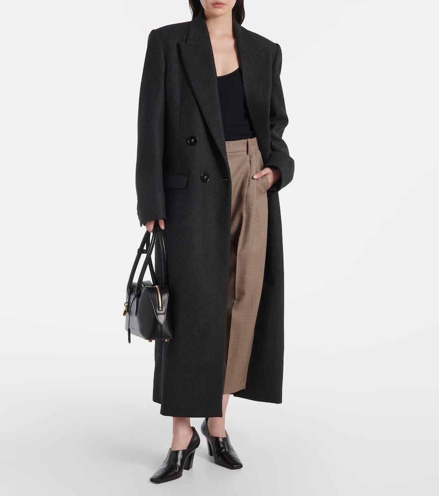 Houndstooth cropped wool wide-leg pants