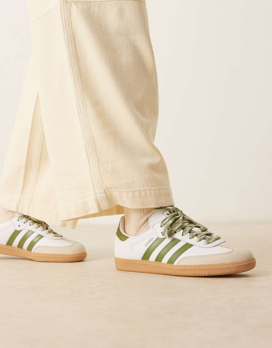 Samba OG sneakers in white and khaki green