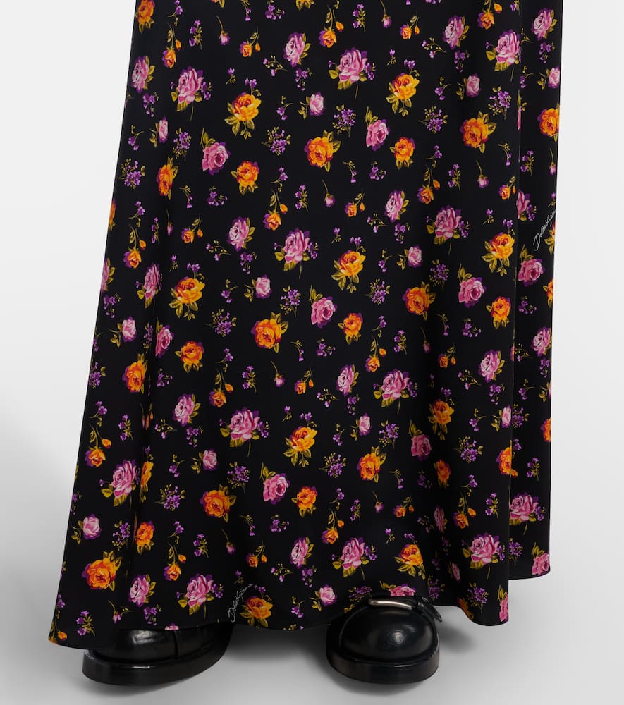 Floral silk-blend charmeuse maxi skirt