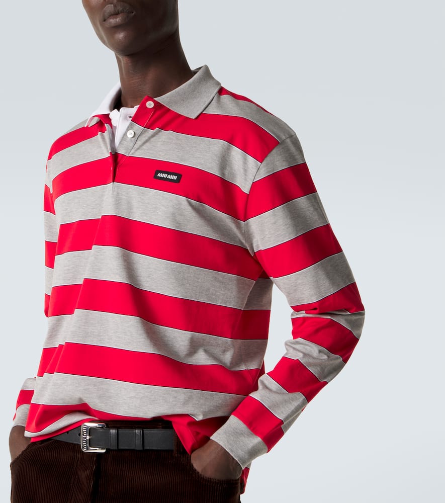Striped cotton jersey polo shirt