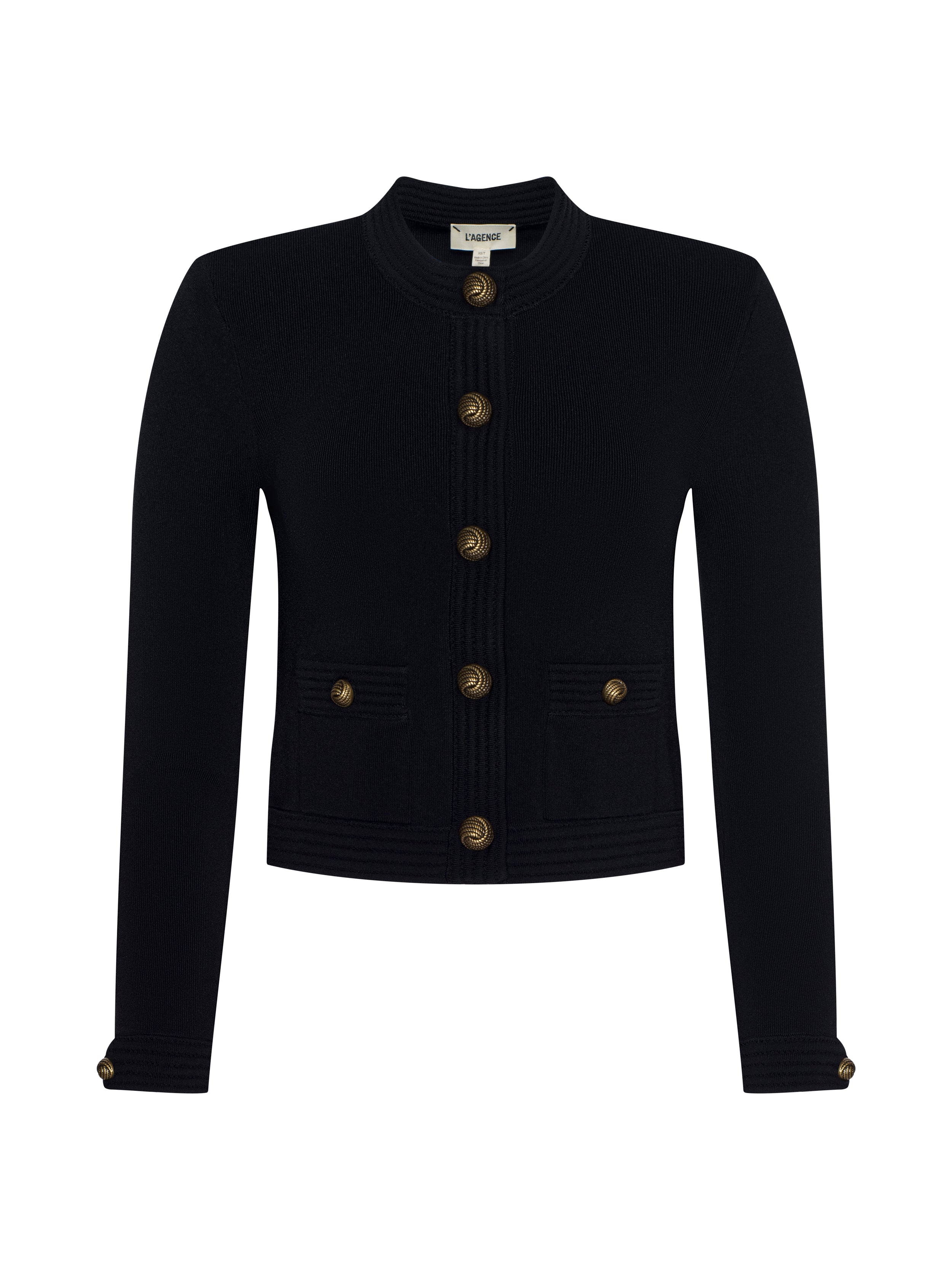 Patsy Cropped Cardigan In Black/gold
